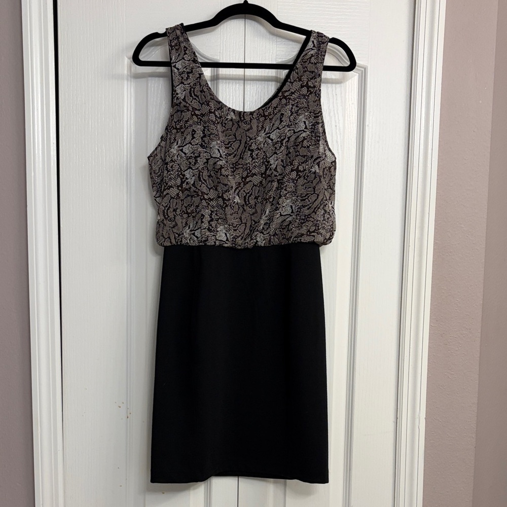 Banana Republic Elegant Black Snake Print Sleeveless Dress